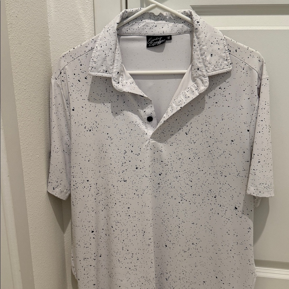 Signature White and Black Speckled Men's Polo Shirt